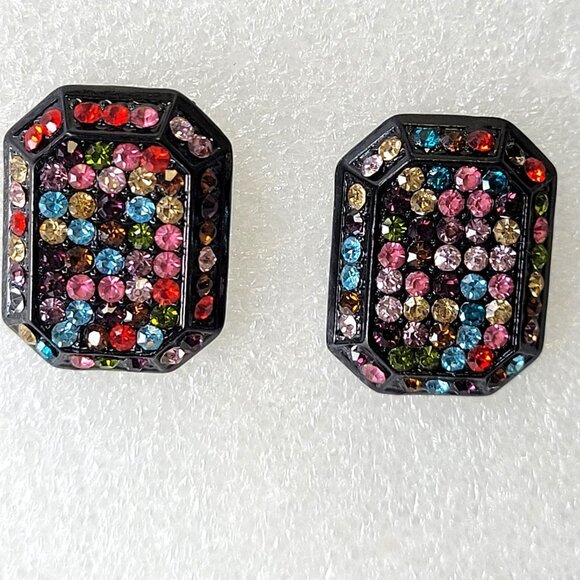 Multicolor Crystal Small Stud Earrings - Picture 1 of 10